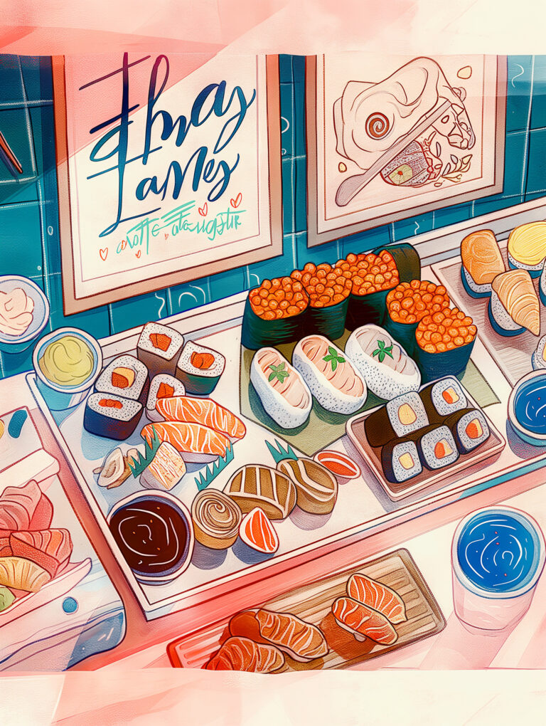 https://s.mj.run/F5vXP9c0XAw minimalism, Flatlay Food In The Table, sushi long tray, clean background, hard-edged salt gouache, freestyle gestural art, warm bright pink and blue tones, romantic warm feeling artwork, cool color palette, Henry Matisse’s colors, Henry Matisse’s lithograph, Isometric Anime style,simple quirky water color inspired illustrations, the minimalist style --no people and face no words --chaos 70 --ar 3:4 --style raw --sref https://s.mj.run/F5vXP9c0XAw --personalize iqiro5f --stylize 150 --weird 2700 --v 6 Job ID: bc911916-a045-470a-a879-c93496b65003