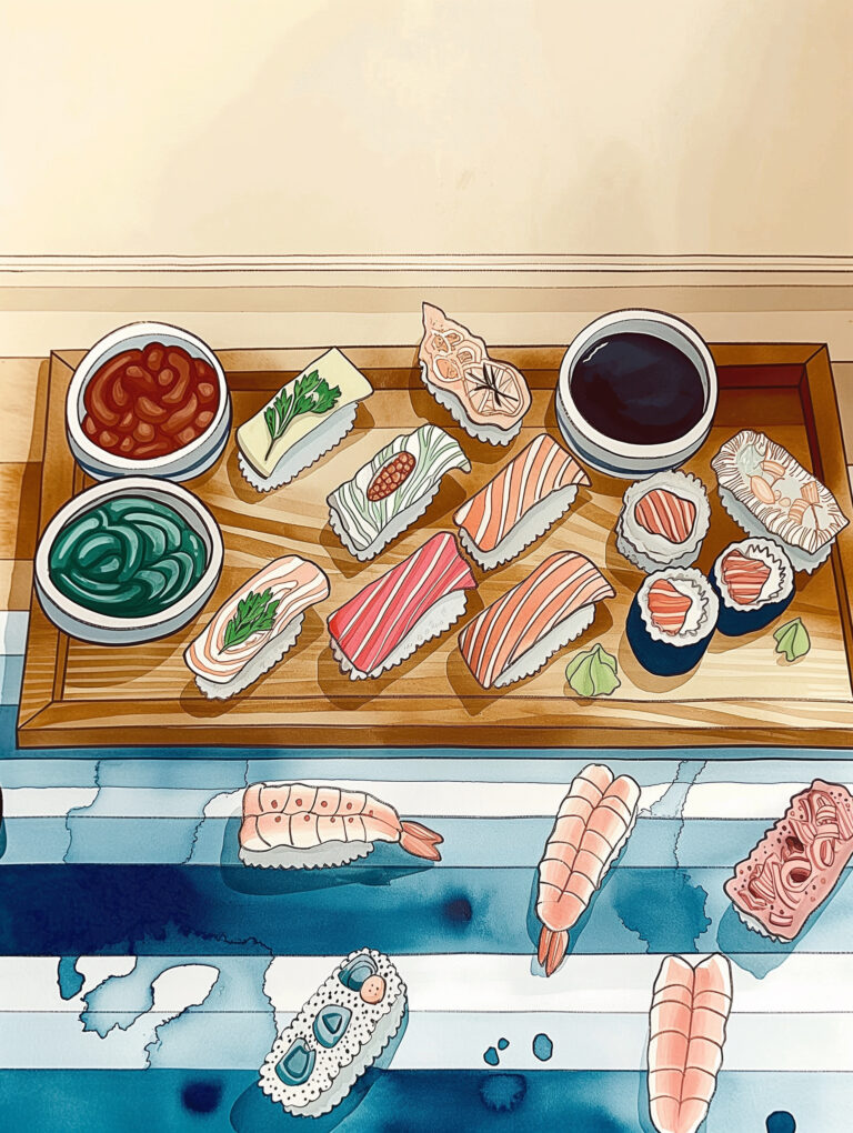 https://s.mj.run/F5vXP9c0XAw minimalism, Flatlay Food In The Table, sushi long tray, clean background, hard-edged salt gouache, freestyle gestural art, warm bright pink and blue tones, romantic warm feeling artwork, cool color palette, Henry Matisse’s colors, Henry Matisse’s lithograph, Isometric Anime style,simple quirky water color inspired illustrations, the minimalist style --no people and face no words --chaos 70 --ar 3:4 --style raw --sref https://s.mj.run/F5vXP9c0XAw --personalize iqiro5f --stylize 150 --weird 2700 --v 6 Job ID: 81a83de4-2f90-473b-98cf-ddb8201fc0b9