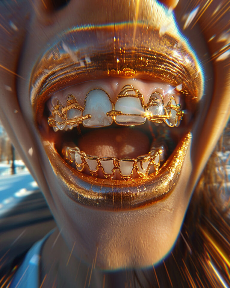 lash photography fisheye perspective of a big smile with gold grills in close detail, cars, zooming past, in the style of abstractions, figures in motion, contax ii, mysterious figures, notable sense of movement, spontaneous marks, shadowy drama --ar 4:5 --style raw --stylize 750 --v 6 Job ID: 78370826-f7e2-486c-9224-69e2525145a6