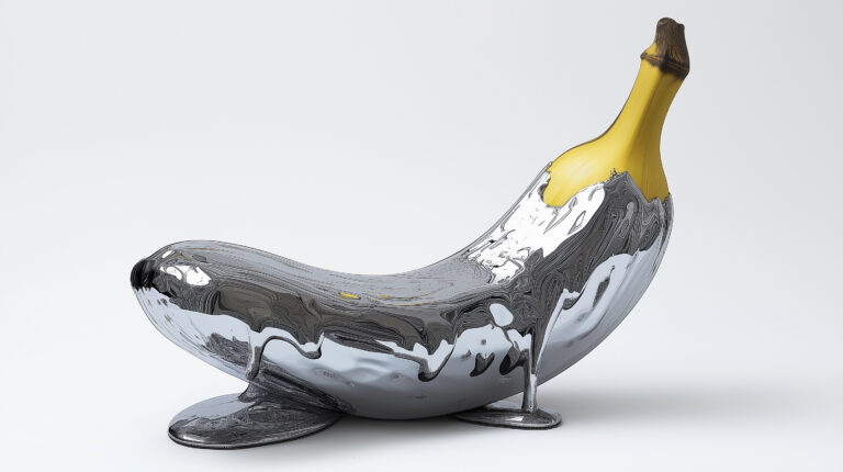 https://s.mj.run/a9s89luqquY a melting Banana made of liquid metal Banana The shell has,chrome effect,steel colour --ar 16:9 --style raw --personalize m28mmtw --stylize 900 --weird 300 --v 6.1 Job ID: be4e2493-676d-4283-9031-2f5903554070