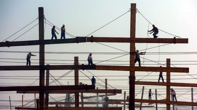 Crucifixion reimagined, common people like workers and everyday individuals subjected to this ancient form of punishment, exploring the fiction and harsh reality of crucifixion taken to its limits. Medium Shot: Description: Focus on a group of workers, each carrying out their daily tasks, unaware they're gradually being elevated onto these crosses. The shot captures their mundane activities turning into a silent protest against their fate, mirroring the existential dread found in Michelangelo Antonioni’s films. --chaos 60 --ar 16:9 --style raw --stylize 700 --weird 1800 --v 6 Job ID: af0e2848-98fd-4336-85d2-4643a3454cc5