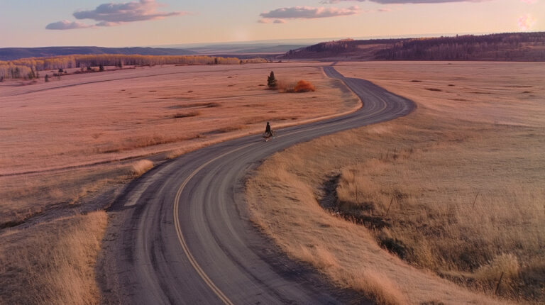 All life has been a journey to this moment. Everything you've done, everything I've done, and all that our ancestors did, converges here and now. General Shot: Description: A sweeping aerial view of a crossroads in a vast, ancient landscape at dusk, symbolizing convergence. The scene, imbued with the epic scale of a David Lean film, captures the weight of history and the critical junctions in life where past, present, and future intersect. --chaos 60 --ar 16:9 --style raw --stylize 700 --weird 1800 --v 6 Job ID: 76463903-f27f-4235-ad8a-c7a18c336e0b