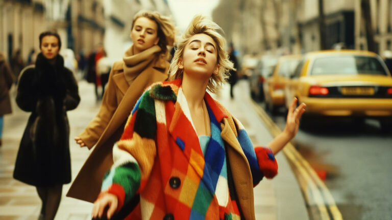 It is logical to be abnormal. Medium Shot: Description: A young woman, dressed in a vibrant patchwork coat, dances freely among a group of bystanders. The focus on her, amidst the blur of the city, draws inspiration from the emotional depth and character focus found in Greta Gerwig's directorial style, highlighting her defiance of societal norms as a dance of freedom. --chaos 60 --ar 16:9 --style raw --stylize 700 --weird 1800 --v 6 Job ID: 98c4bd95-8113-43a3-b35b-aa1c9fcf5ad2