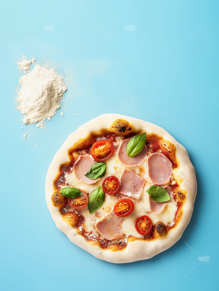 https://s.mj.run/tc5Nq-FGiz4 commercial food photography, pizza with cheese, ham, tomatoes and basil, on a plain blue background, with a little flour sprinkled next to it --chaos 10 --ar 3:4 --style raw --personalize 1ziyqku --stylize 800 --weird 300 --v 6.1 Job ID: dc2d2de1-d828-43b8-be85-af7709496e48