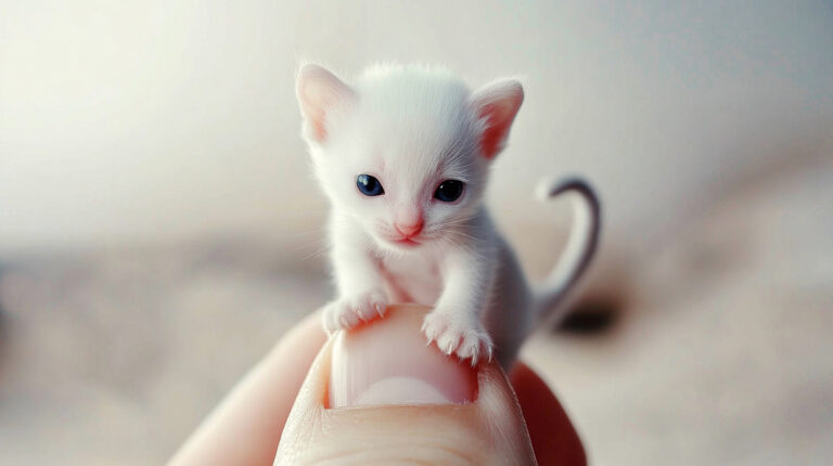 https://s.mj.run/tobmJdUg0Dg A high-quality macro photo of a cute super tiny white ragdoll kitten standing delicately on the end of a pointed human index finger, all four paws on the finger, walking towards the base. The human finger should be clearly visible, highlighting the kitten's unrealistically tiny size in comparison. The background should be softly blurred to focus attention on the kitten and the finger. --chaos 90 --ar 16:9 --style raw --sref https://s.mj.run/tobmJdUg0Dg --personalize 3m8veic --stylize 400 --weird 2700 --v 6.1 Job ID: e3c9b538-bdf5-459a-8e1b-8c45b374d1f6