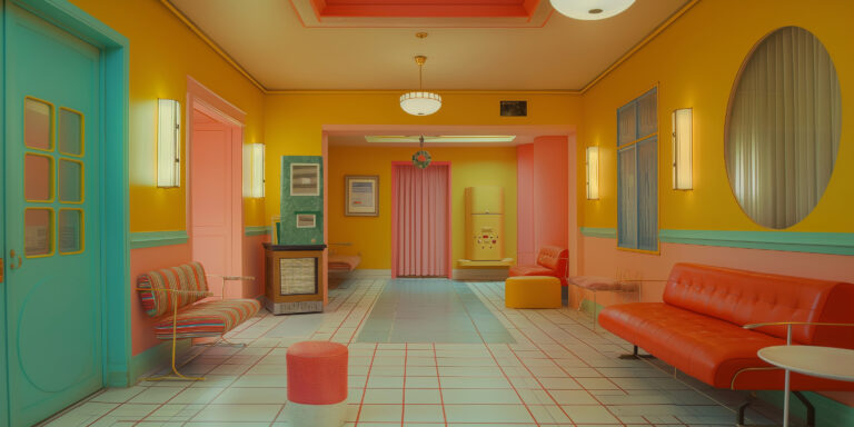 wes anderson cinematic frame, pedro almodovar style, colorful --ar 2:1 --v 6 Job ID: fe0c24e3-f2b9-41f7-b82d-2a7d34527cf2